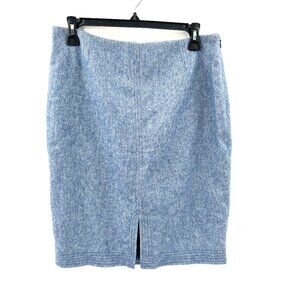 NEW Banana Republic Flannel Trapun luxury Italian pencil skirt blue wool blend 4